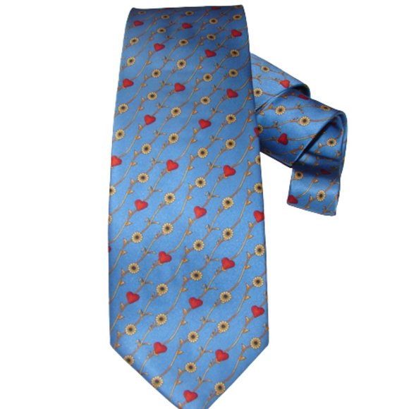 NINA RICCI TIE W/ TAGS France Purple Silk Floral Heart $ 149 - Picture 5 of 7